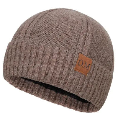 Brown knitted thermal beanie