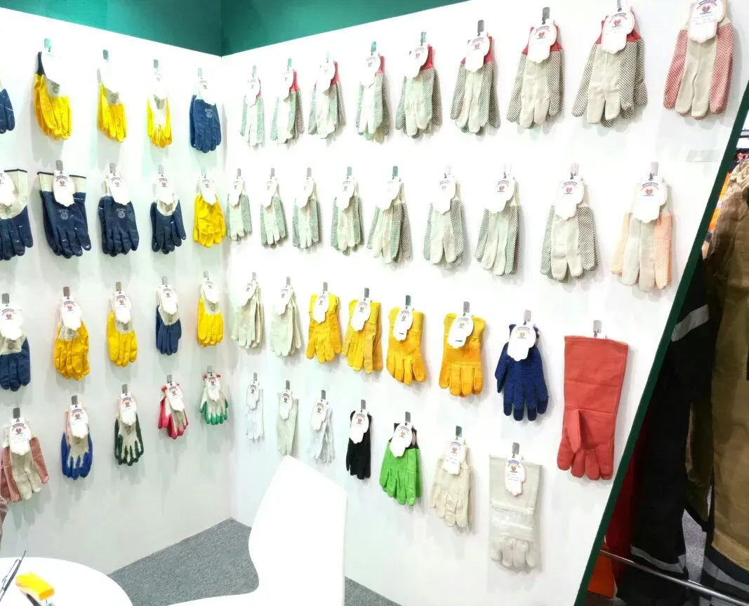 Industrial Safety glove wall at an exhibition stand