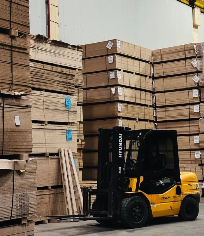 Export cartons stacked on pallets