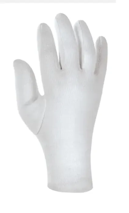 Interlock White Bleached Gloves Fourchette Style