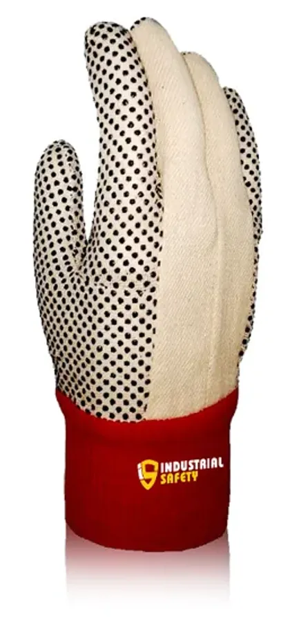 Drill Polka Dot Gloves With Red Knitted Wrist
