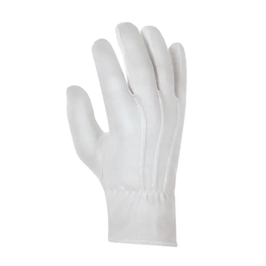 IS-6091 Interlock White Bleached Gloves Forchette Style Three Seam on Back