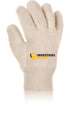 Terry Grey Gloves With Knitted Wrist