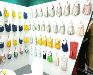 Industrial Safety glove range on display at an international trade show